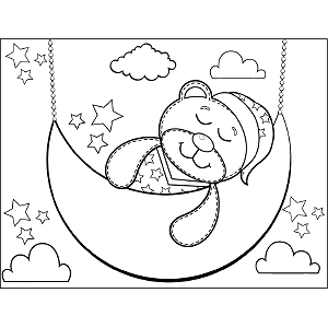 Snoozing Teddy Bear coloring page
