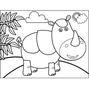 Standing Rhino coloring page
