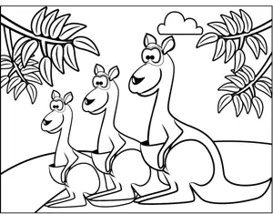 Three Kangaroos coloring page