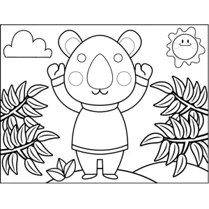 Waving Koala coloring page