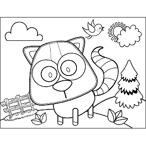 Wide Eyed Raccoon coloring page