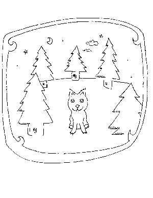 Wolf in the forest Coloring Page