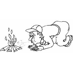 Blowing On Campfire coloring page