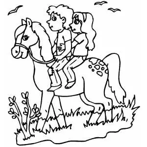 Couple On Horse coloring page
