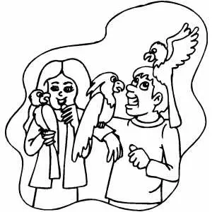 Couple Watching Bird coloring page