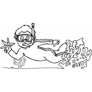 Diver With Seastar coloring page
