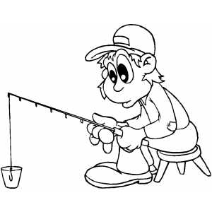 Fishing In Bucket coloring page