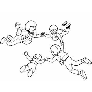 Group Sky Diving coloring page
