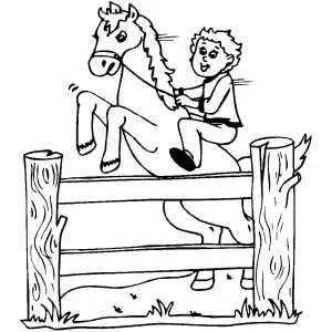Horse Jumping Over Fence coloring page
