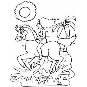 Horseback Riding Over The Sun coloring page