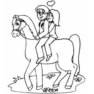 Lovers On Horse coloring page