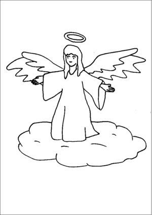Angel With Halo On Cloud coloring page