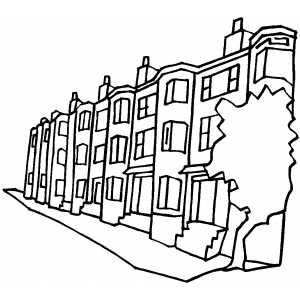 Apartment Buildings On The Street coloring page