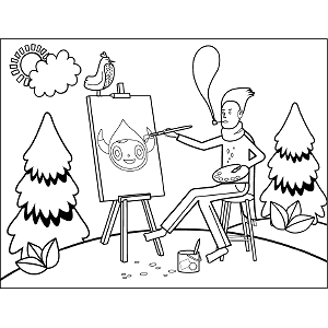 Artist Painting coloring page