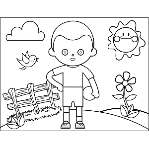 Boy with Ball coloring page