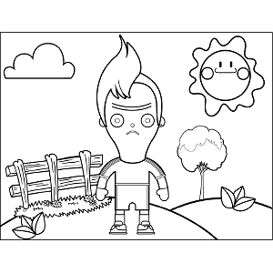 Boy with Cow Lick coloring page