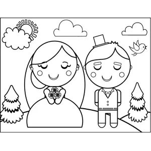 Bride and Groom coloring page