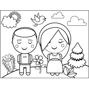 Couple in Field coloring page