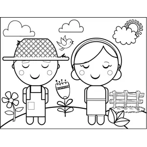 Farmer Couple coloring page