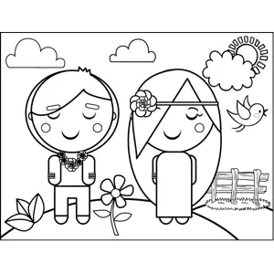Hippie Couple coloring page