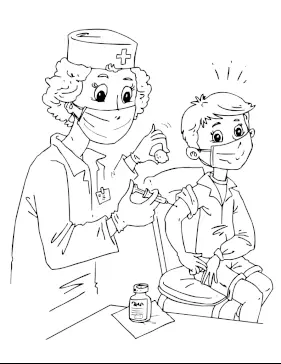 Kid Getting Vaccine coloring page