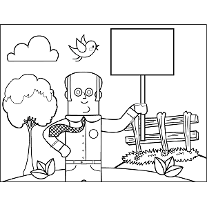 Man with Sign coloring page