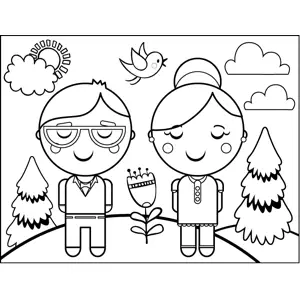 Old Couple coloring page