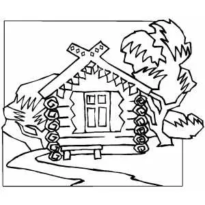 Wood House In The Forest coloring page