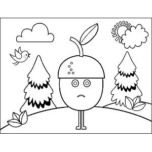 Acorn with Feet coloring page