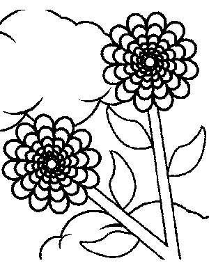 Flowers and Clouds Coloring Page