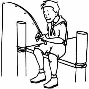 Boy Scout Fishing coloring page