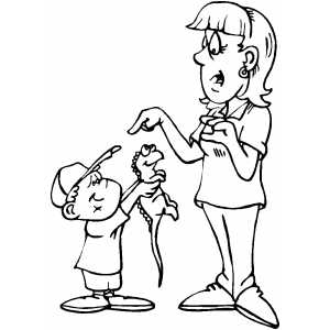Boy Showing To Mom Lizard coloring page