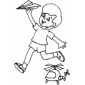Boy With Paper Airplane coloring page