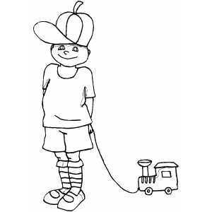 Boy with Train 2 coloring page