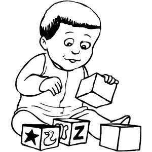 Child Playing With Blocks coloring page