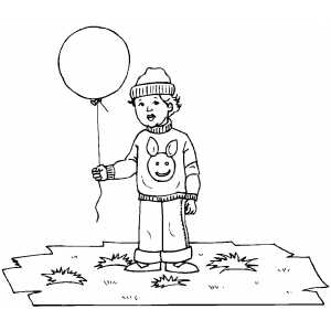 Child With Balloon coloring page
