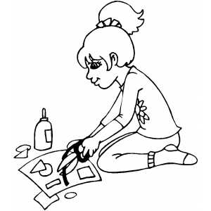 Girl Making Collage coloring page