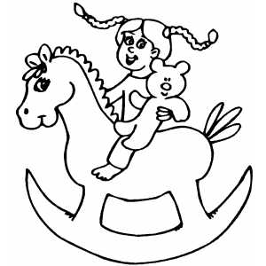 Girl On Rocking Horse coloring page