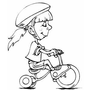 Girl On Tricycle coloring page