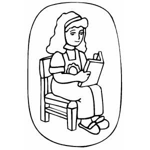 Girl Reading Book coloring page