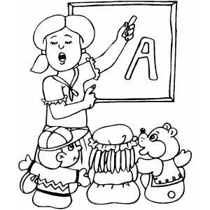 Girl Teaching Toys coloring page