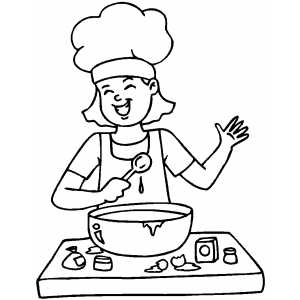 Happy Cooking Girl coloring page