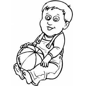 Sitting Boy With Ball coloring page