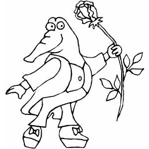 Alligator With Rose coloring page