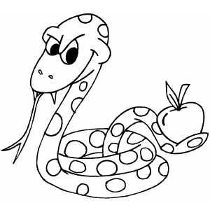 Snake With Apple coloring page