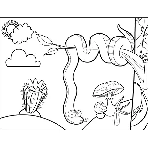 Snake in Tree coloring page