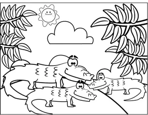 Three Crocodiles coloring page