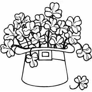 Hat And Shamrocks coloring page