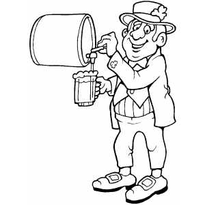 Leprechaun Filling Beer Cup coloring page