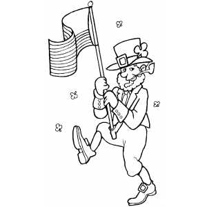 Leprechaun With Flag coloring page